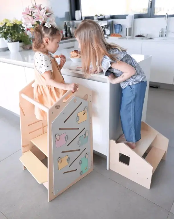 BusyKids Play XL Leertoren, Tafel en Stoel – Vanille - Afbeelding 11