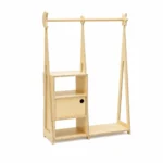 Montessori Kledingkast met Opbergruimte – Naturel