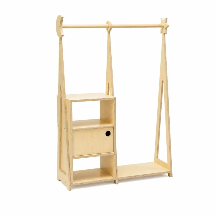 Montessori Kledingkast met Opbergruimte – Naturel