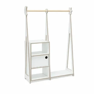Montessori Kledingkast met Opbergruimte – Wit
